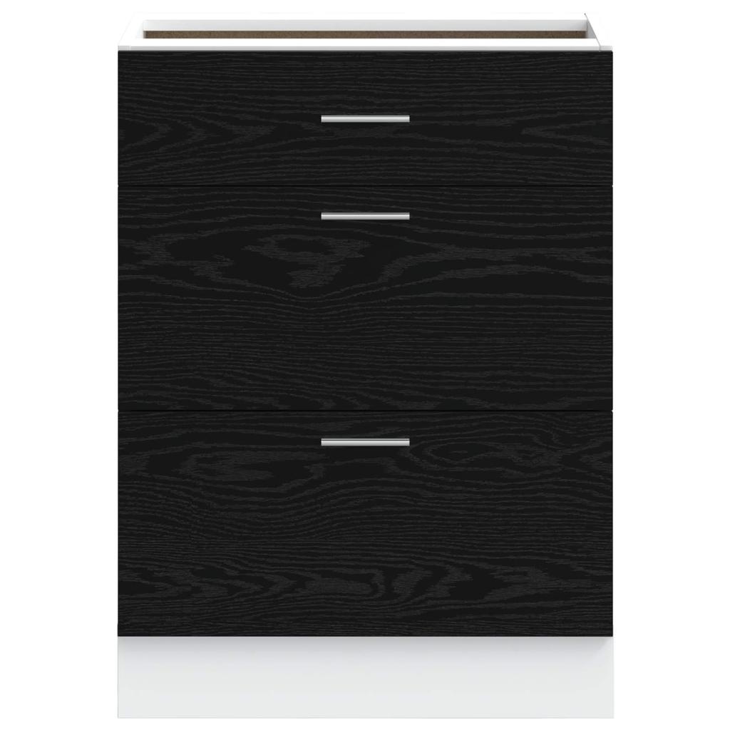 Kitchen Base Cabinet Black Oak Look 60 x 46 x 81.5 cm