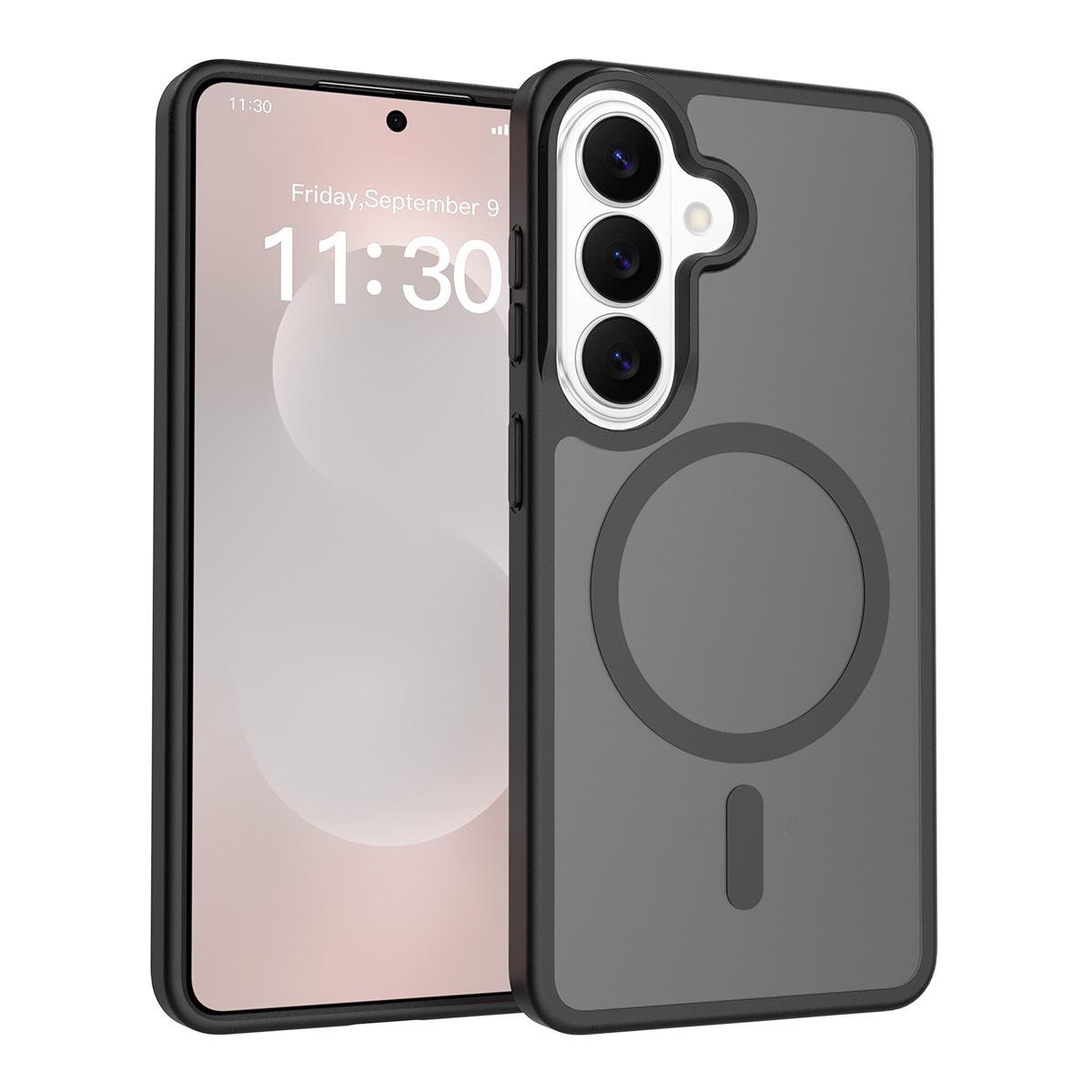 

Magnetic Military Drop Protection Back Phone Cover for Magsafe Mag Safe Samsung S26 Ultra S25 A15 A16 A17 A26 A35 A36 A56 A37 A55 A57 Matte Phone Case Samsung Galaxy S23 чёрный