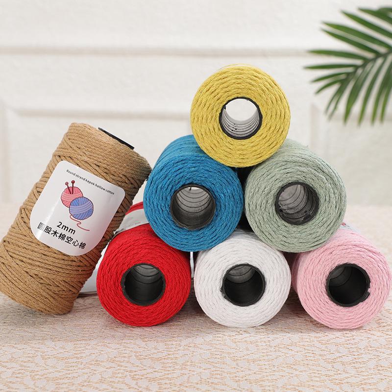 2mm Round Strand Hollow Yarn for European Style Crochet Bags, DIY Projects & Hand Knitting - Multi-Color Options