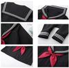 Aculldo Sailor Uniform, Black, Short-Sleeved & Long-Sleeved, Long Skirt, 3-Piece Set, Goldfish Knot, White Three-Strand Knot, Kansai Collar, Front Ope