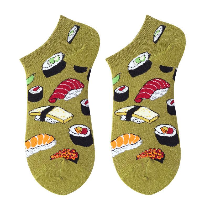 40 Style Fashion Colorful Short Socks Men Cotton Novelty Oil Painting Animals Food Avocado Casual Funny Ankle Sox