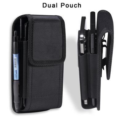 Funda de nailon con dos bolsillos y clip para cinturón para iPhone 16, 15, 14 y 13 Pro Max, Samsung S25, S24, S23 y S21, Xiaomi Redmi Note 12.