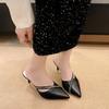 Large Size Thin Heel Cool Slippers Pointed Rhinestone Bag Head Women's Slippers Spring and Autumn Wear High-end Women's Cool Slippers