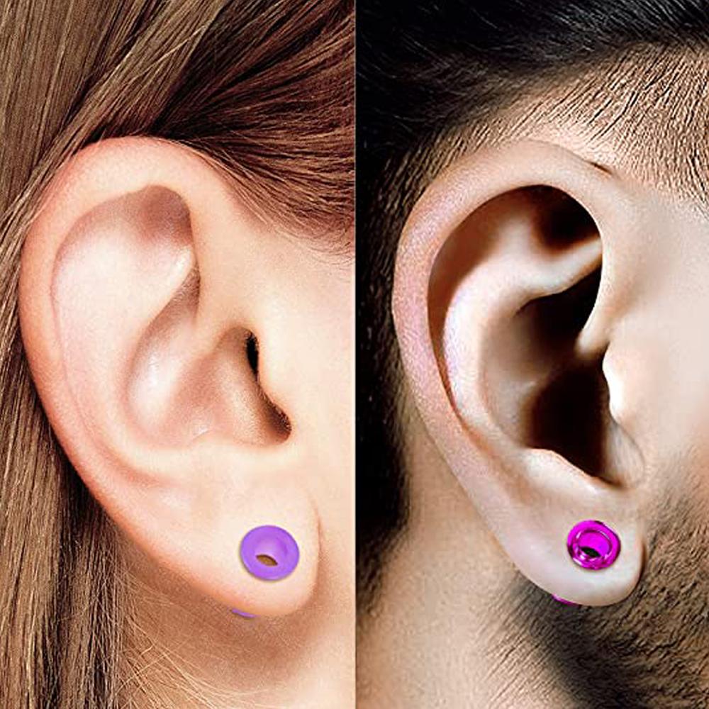 Silicone Double Flared Saddle Piercing Jewelry Stretched Ear Plugs Earring Lobe Acrylic External Flesh Tunnel Purple