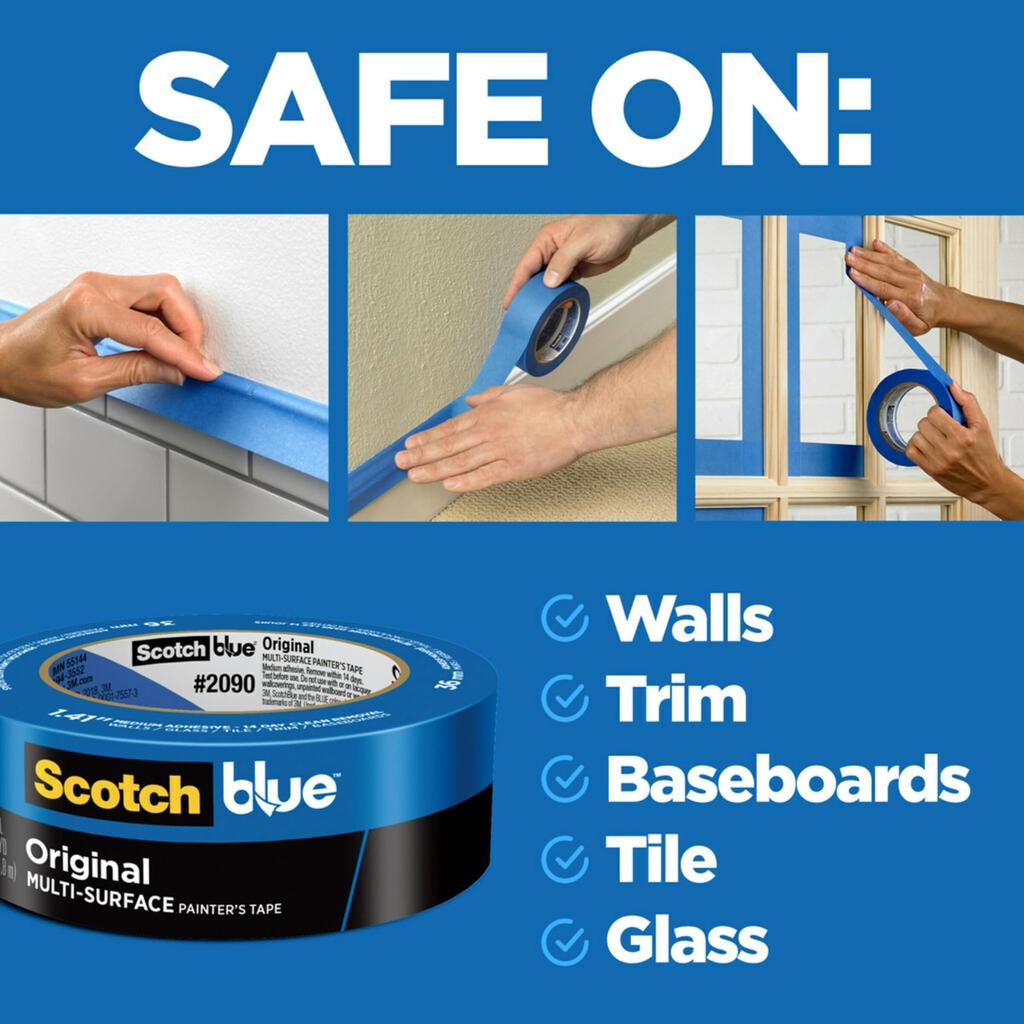 Scotch 60" x 60 Yards Blue Safety Release Masking Painters Tape .75