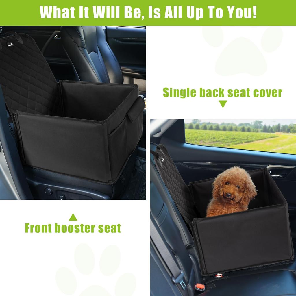 Pecute Dog Car Drive Box Seat Cover with Drive Bed Prevention Lead and Passenger Back for Small Dogs Insole, Foldable, Anti-Slip, Waterproof, Seat,