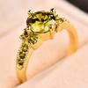 Simple Female Olive Green Crystal  Charm Gold Color Thin Wedding Rings For Women Cute Bride Round Zircon Engagement Ring