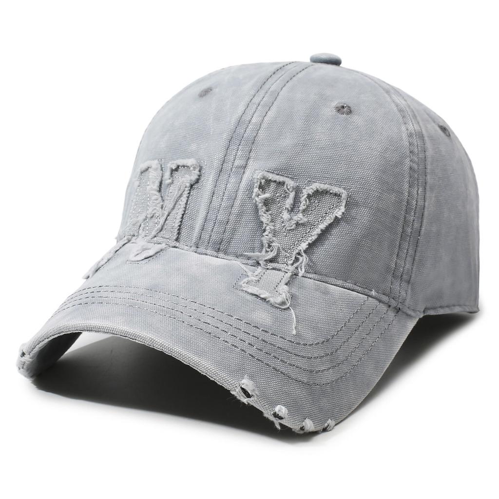 Washed old denim baseball cap men's and women's retro embroidered cap sunshade sunscreen casual versatile hat