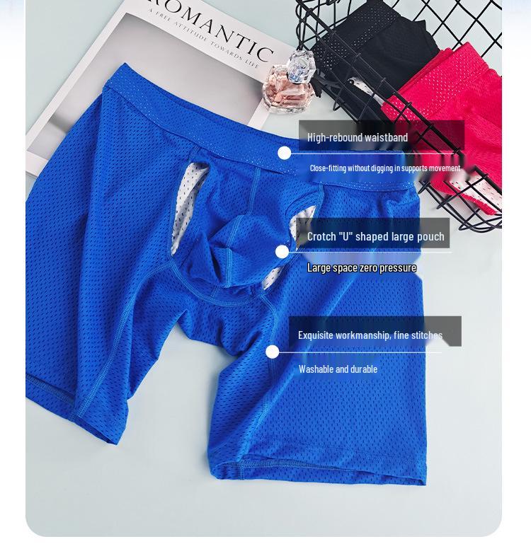 Men's Anti-Chafing Sport Boxer Briefs, Plus Size, Breathable, with Large Pouch and Extended Leg.