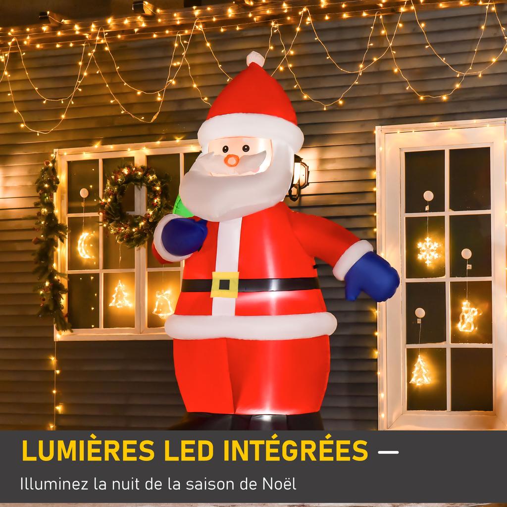 Inflatable LED Santa Claus 2.4Hm with Hood, Waterproof Polyester, Red