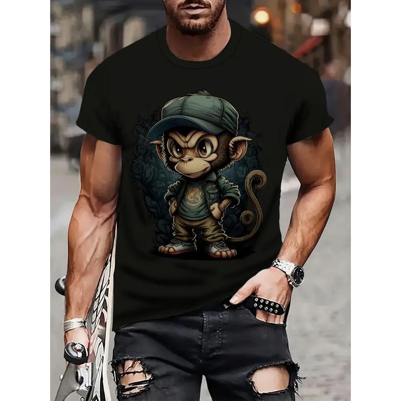 3D Cartoon Style Monkey Pattern Print T-shirt For Men/Women Hip Pop Trend Short Sleeve T shirt Top Summer Street Personality Tee
