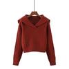Loose Pullover Retro Sweater Hong Kong Style Women's Autumn and Winter New V-shaped Navy Collar Sweater Women's High-end Sense Versatile