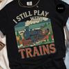Steam Engine Shirt Nostalgic Train Lover Tee, Vintage Locomotive Design (Comfort Fit, Classic Railroad Graphic)