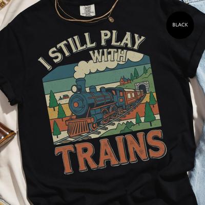 Steam Engine Shirt Nostalgic Train Lover Tee, Vintage Locomotive Design (Comfort Fit, Classic Railroad Graphic)