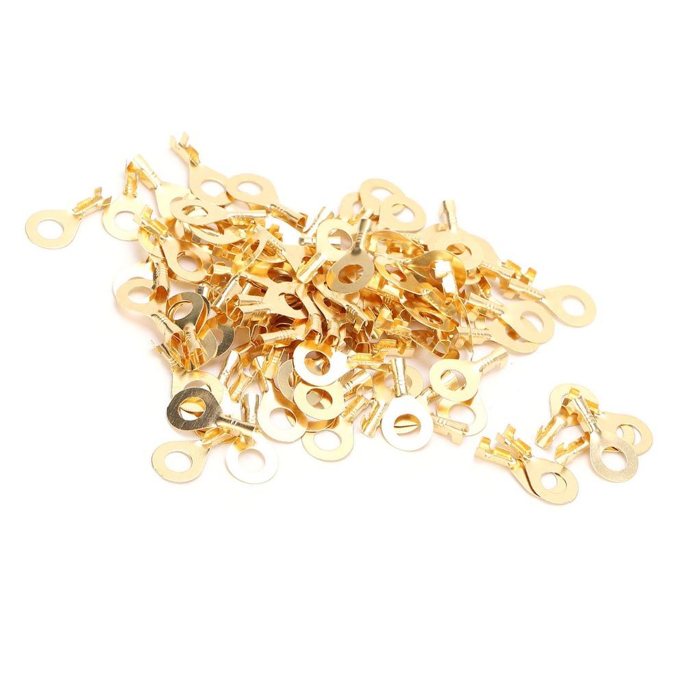 100Pcs Sturdy Structure Eye Terminal Brass Ring Cold Pressed Terminal  Low-frequency Working
