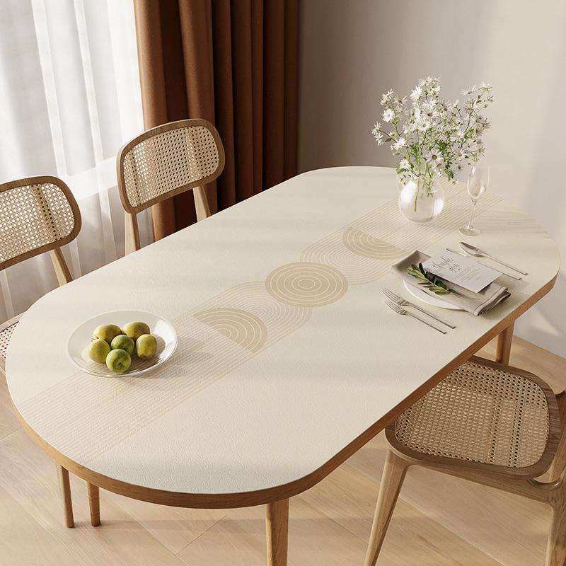 Oval Tablecloth Waterproof Oil-Proof Scalding Leave-In Oval Table Mat Leather Household Nordic Internet Celebrity Table Cloth