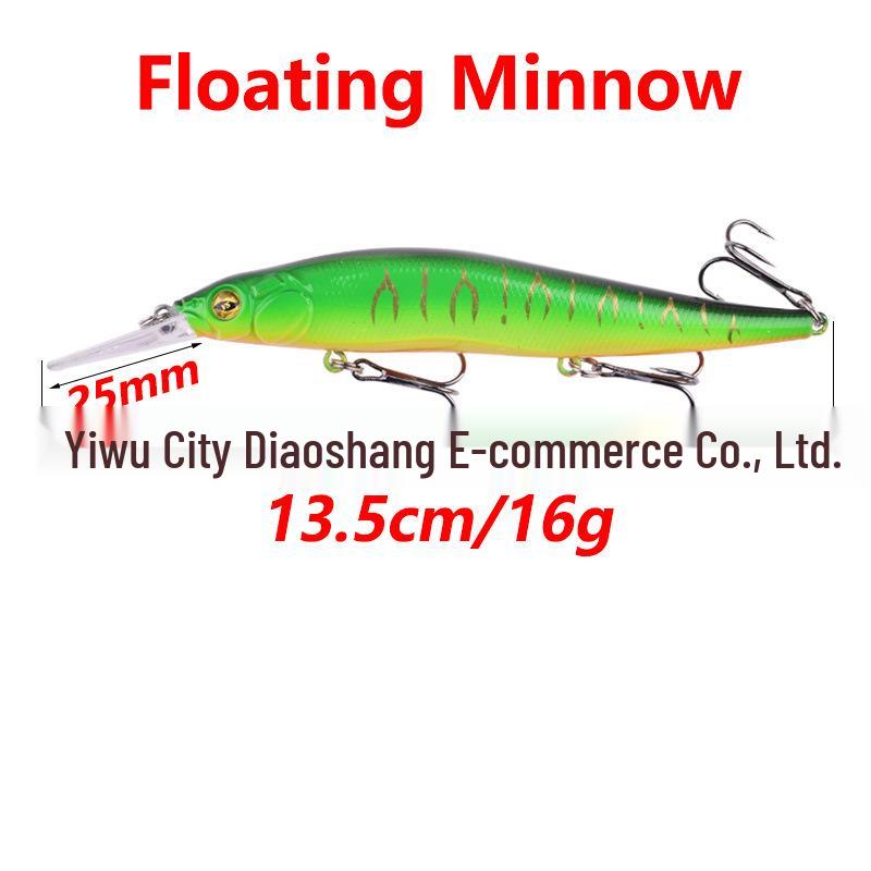 Floating Minnow Lure, 13.5cm/16g Hard Plastic Bait for Freshwater and Sea Fishing