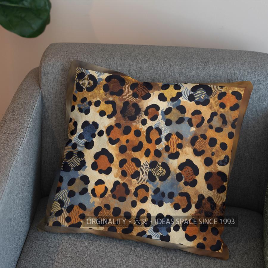 2D Leopard Art: Geometric Design Cushion Cover Pattern Cushion Cover Suitable For Sofa Bedroom Car Pillow Cover