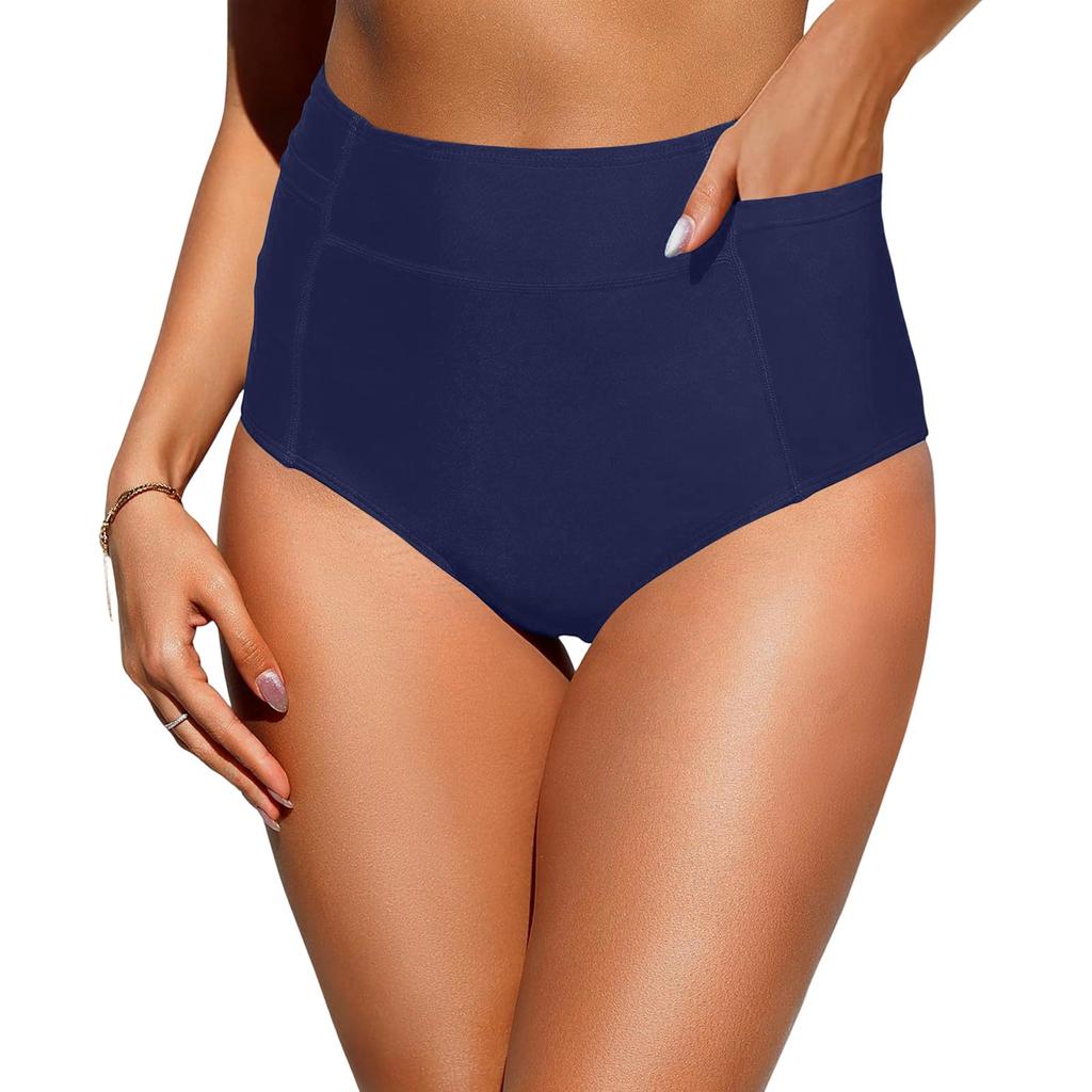 Women's Swimming Bottoms, High Waist, Vintage Basic , Full Coverage Bikini Split Swimsuit Briefs Swimming Trunk