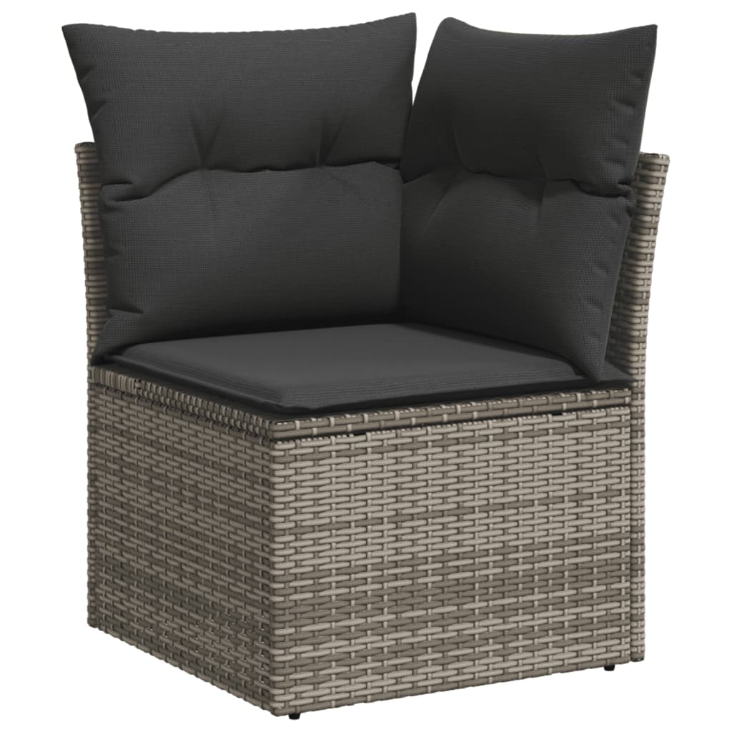 6 Piece Garden Sofa Set with Cushions Gray Poly Rattan