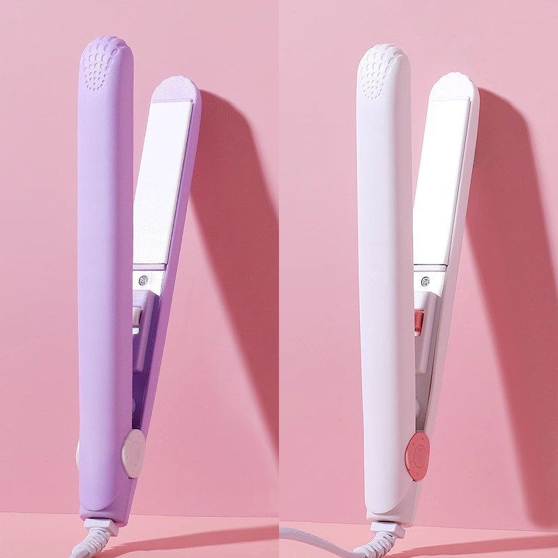 Mini Electric Hair Straightener and Curler for Bangs, Student Flat Iron, Portable Mini Hair Straightener and Curling Iron