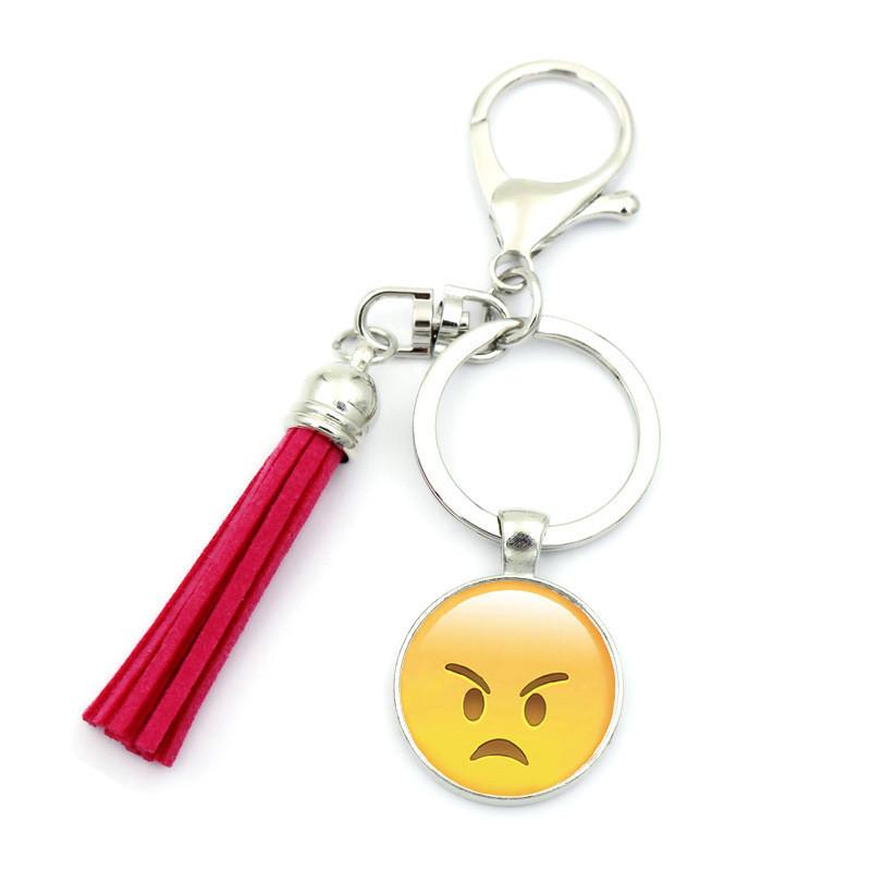 

Cute Emoji Cheerful Time Gem Keychain Pendant Creative Unique Tassel Charm Ring Key XSWX480319