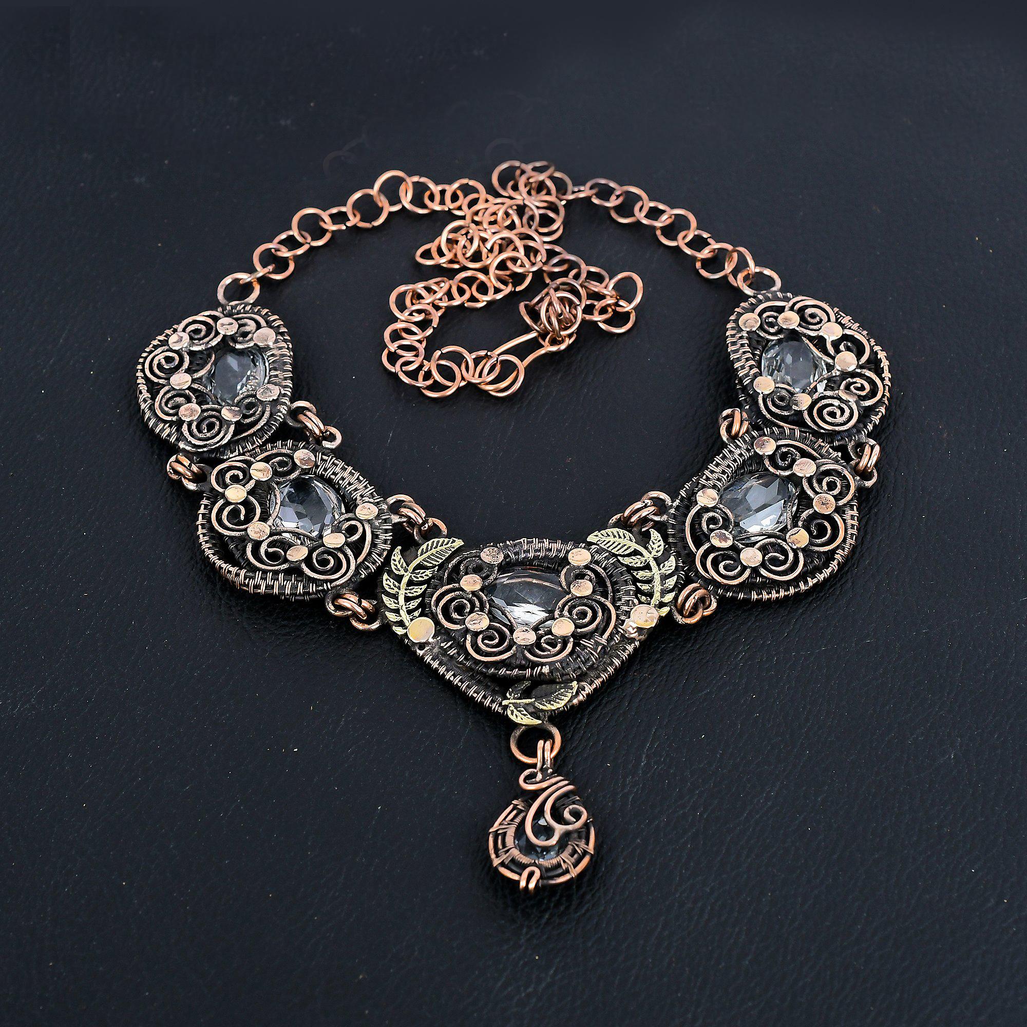 

Kunzite Necklace Gemstone Jewelry, 999 Copper Wire Wrapped Adjustable Chain Necklace, Gift For Women Handmade Necklace Adjustable With 18 Inches