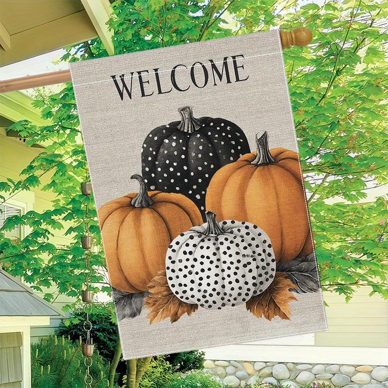 1pc Autumn Pumpkin Welcome Thanksgiving Garden Flag_4 - 28x40 Inch Outdoor Garden Flag Double-sided Home Decoration Courtyard Decoration Outdoor Decor