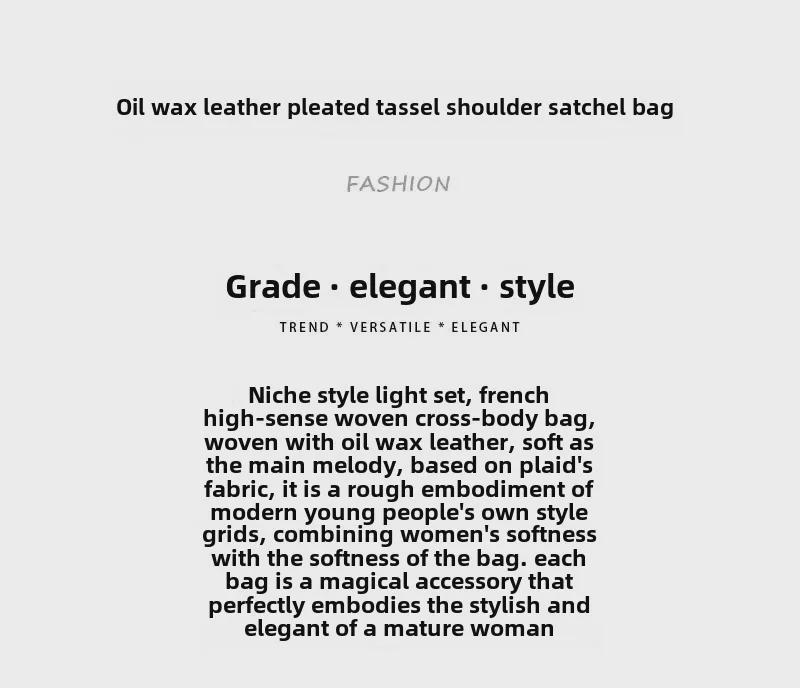 2024 French Waxed Leather Tassel Crossbody Bag - Autumn/Winter Collection