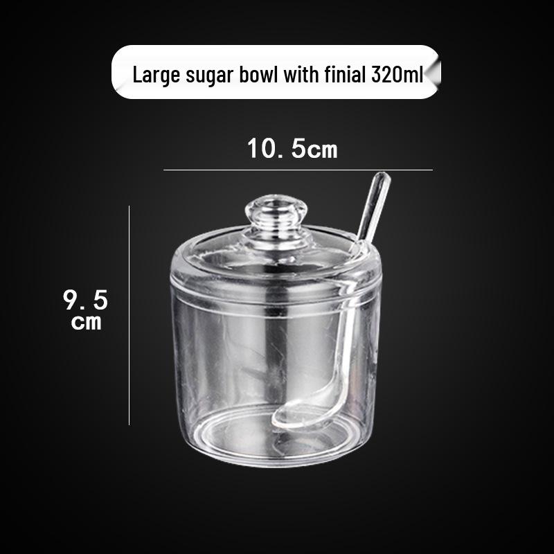 Transparenter Acryl-Gewürzbehälter mit Löffel - Küchen-Gewürzhalter für Salz, Zucker oder Gewürze