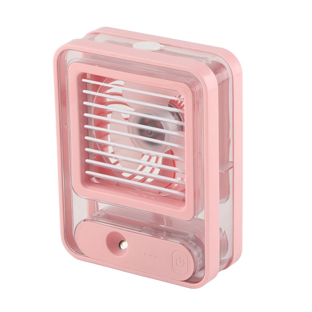 Desk Misting Fan 3 Speed USB Charging Quiet Table Water Mist Spray Fan with Night Light for Bedroom Office Travel Pink