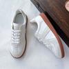 2025 New Leather Women's Shoes Sports Versatile Single Shoes Women's Autumn White Shoes Women's Casual Flat-bottomed German Training Shoes Tide