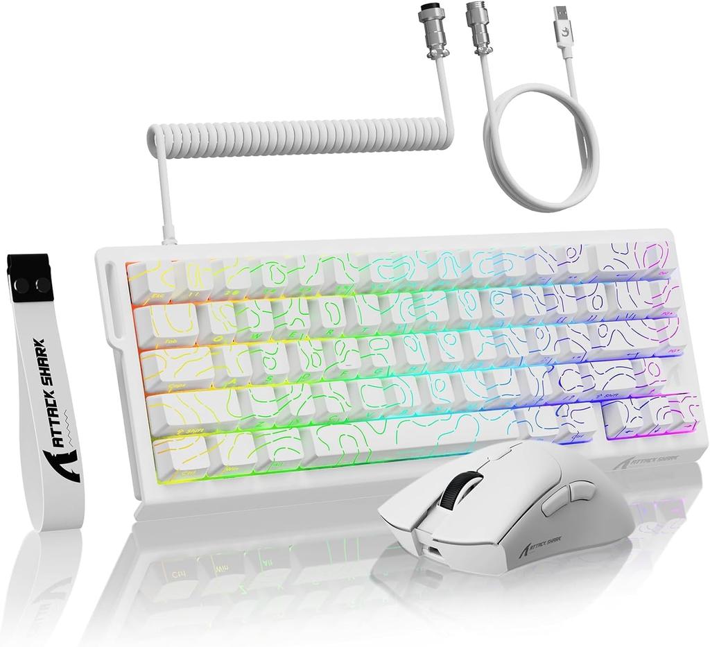 MAMBASNAKE X ATTACK SHARK Rapid Trigger Wired 8kHz Gaming Keyboard with Adjustable Actuation Compact 66 PBT RGB Lightweight 55g Gaming Mouse with 3