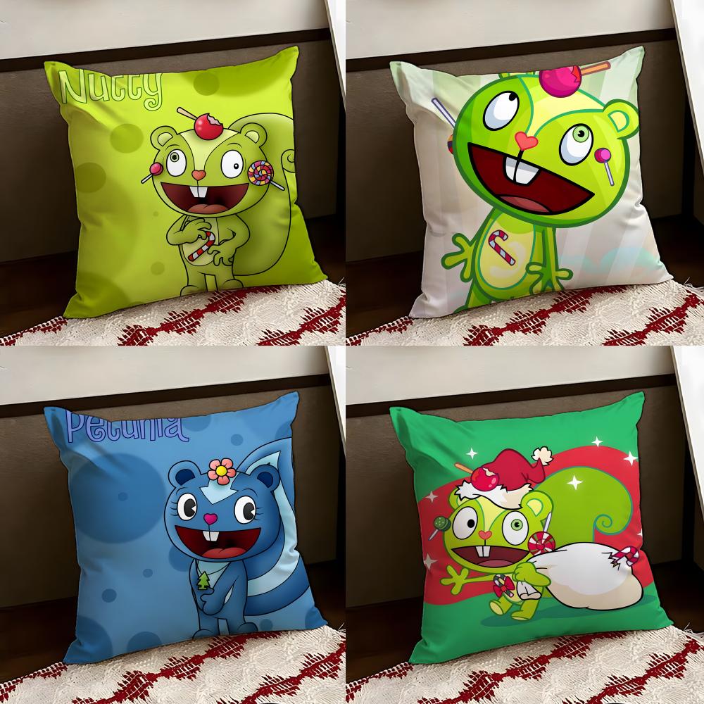 Anime HHappy Tree FFriends Kissenbezug Wendbar Weich Langlebig Kissenhülle Zuhause Auto Mehrzweck für täglichen Komfort