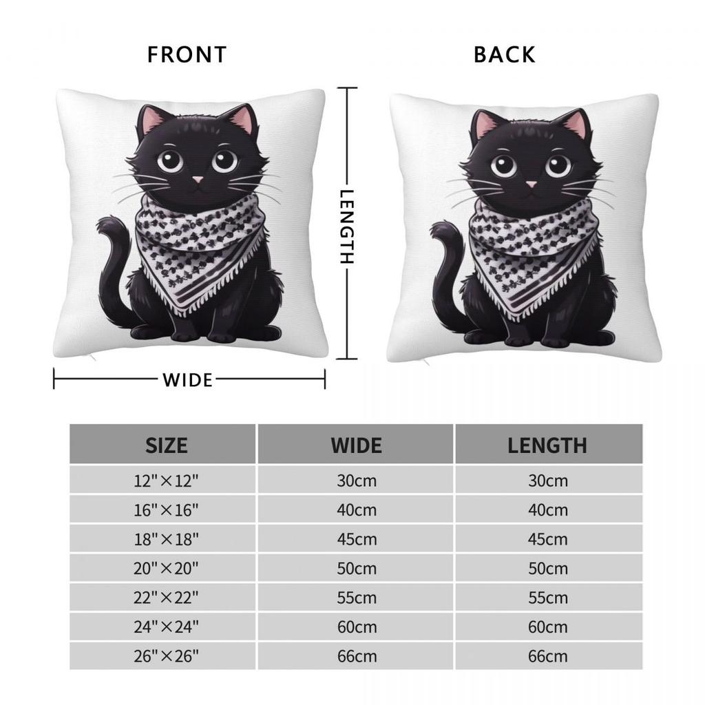 Cute Cat Wearing The Keffiyeh Pillowcase Soft Fabric Cushion Cover Gift Throw Pillow Case Cover Home Zipper 45*45cm
