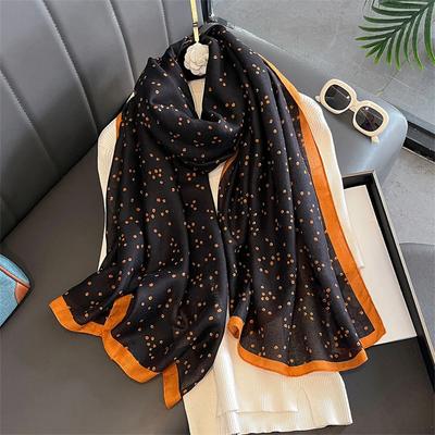 New Spring Women Cotton Scarf Beach Hijab Shawls and Wraps  Luxury Brand Flower Female Foulard Echarpe Designer Bandana