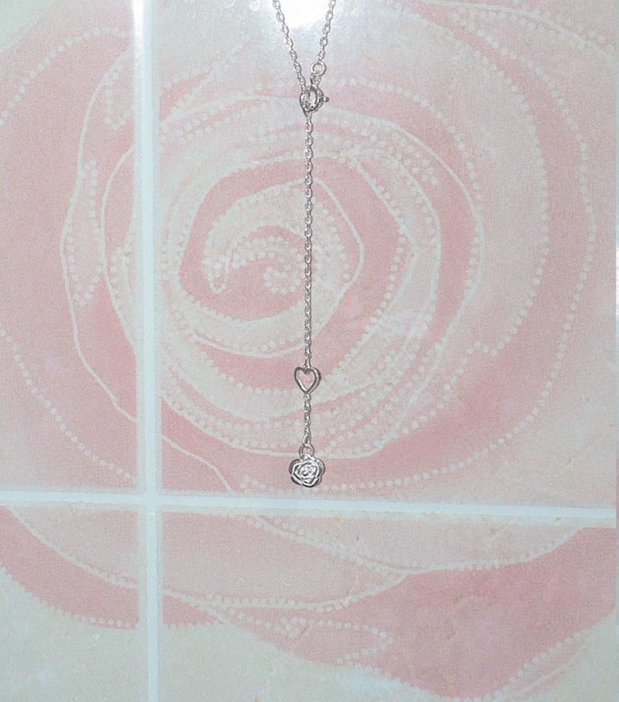 Loasi Lovely Rose. Long Heart Chain Necklace