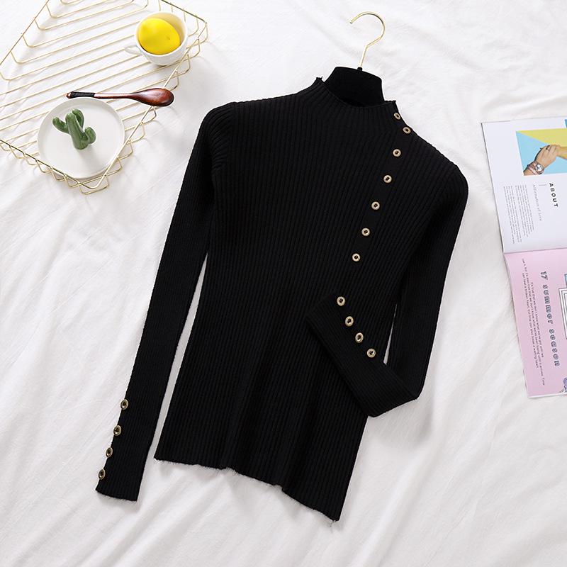 Damen Slim-Fit Langarm Strickpullover - Halber Stehkragen, Neue Herbst/Wintermode 2025