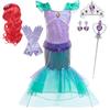 Little Mermaid Ariel Princess Costume For Girls Purple Carnival Cosplay Birthday Party Mermaids Dress Christmas Children Clothes