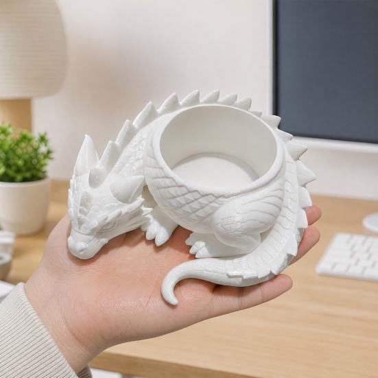 Drukarka 3D Doniczka, Kształt Smoka w Bajkowym Stylu z Oddychającym Designem, Mały Pojemnik na Rośliny do Wystroju Domu