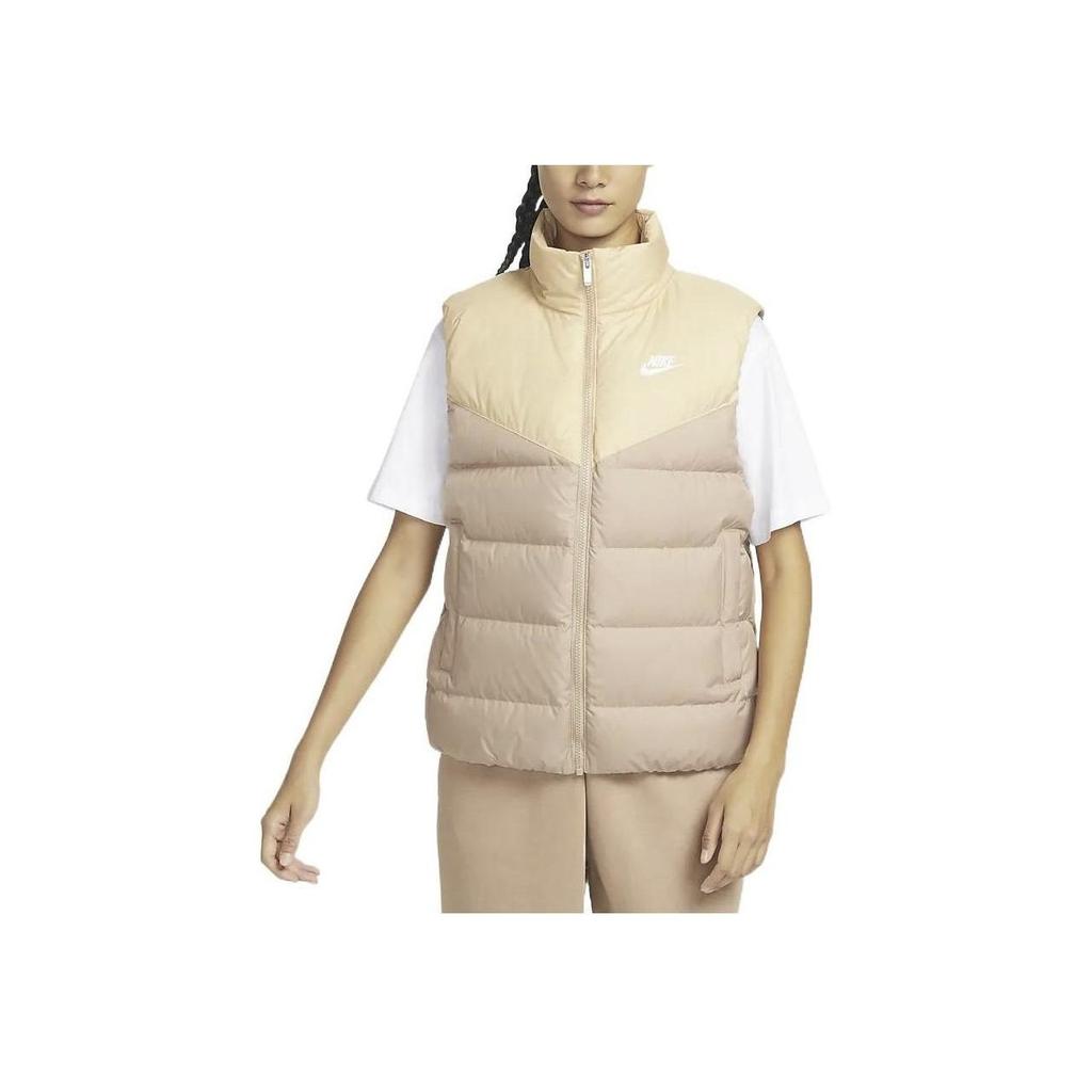 Nike Color Block Stand Collar Zip Brand Logo Printed Vest Women Vest Light-Yellow DQ6897-200
