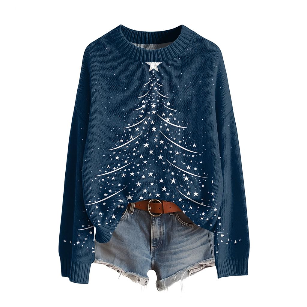 Damen Lustiger Damen Weihnachts-Pullover R-Ausschnitt Weihnachts-Jumper Weihnachts-Outfit Hässliches Sweatshirt Weihnachtskostüm