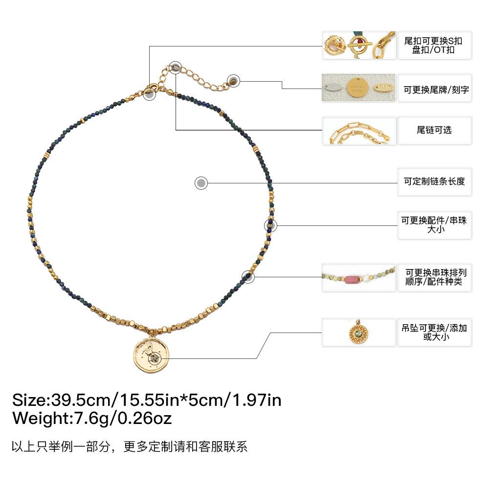 GEMCHIC Women s Zodiac Constellation Beaded Necklace with Gold Coin Pendant