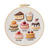 1 Set Cake Embroidery Kit with Hoop Threads Needles Pre-Stamped Dessert Cross Stitch Craft
