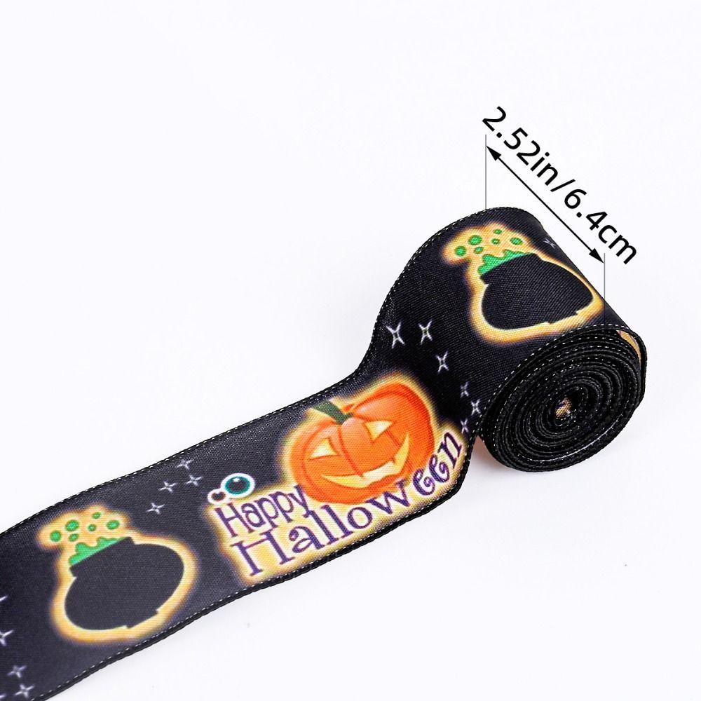 Handicraft Halloween Printed Ribbon Ribbon Material DIY Ribbon Strips Bat Printed Ribbon  Halloween