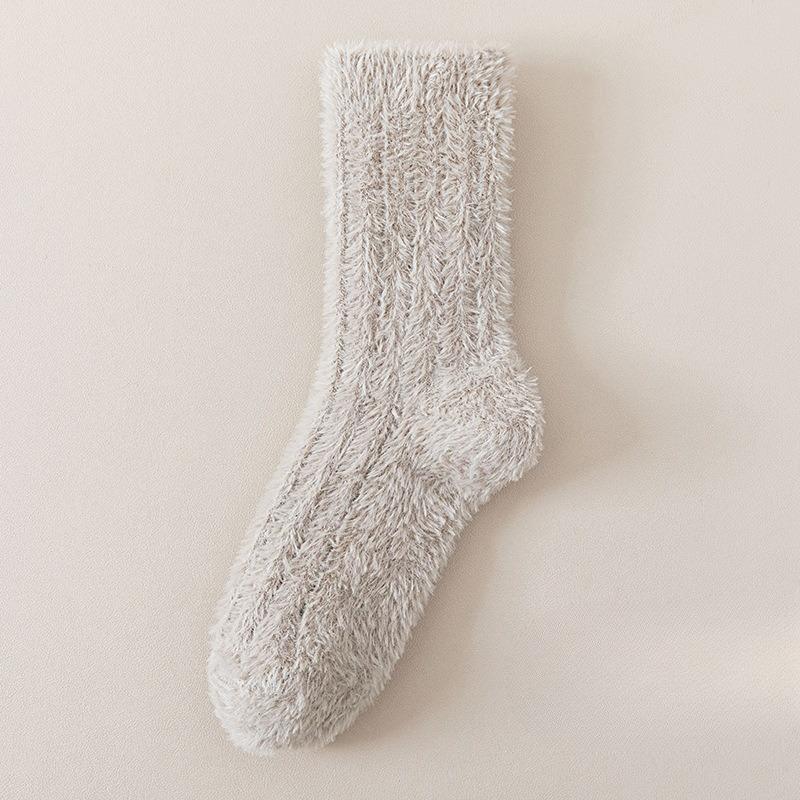 Soft Plush Socks - Winter Thickened and Padded To Keep Warm Mid-calf Socks That Don't Shed Fibers. Autumn and Winter Sleeping Floor Socks.