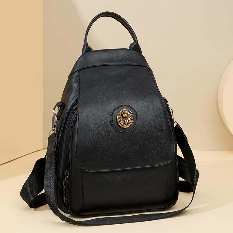 Soft Leather Backpack Women's Commuter Backpack Flip Multi-Functional Shoulder Bag