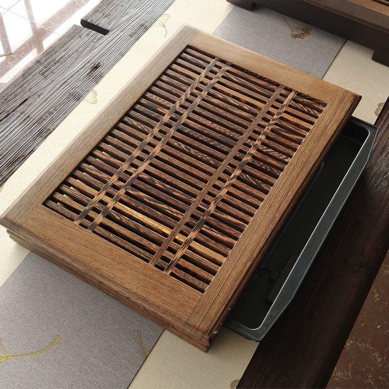 Small Wooden Tea Tray with Drawer