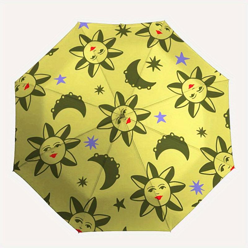 

1pc Sun Moon Automatic Open/Close Umbrella with Windproof, Functional Design, 8-Rib Sturdy Canopy