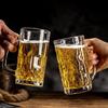 MDNG Diamond Glass Beer Mugs (Set of 4)